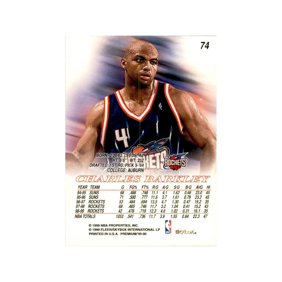 1999 SkyBox Premium Charles Barkley Basketball Cards #74