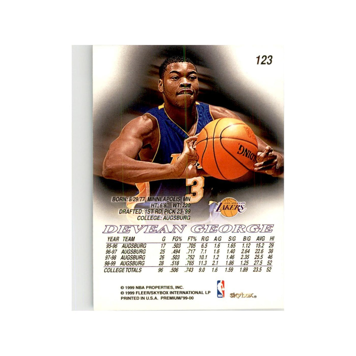 1999 SkyBox Premium Devean George RC Basketball Cards #123