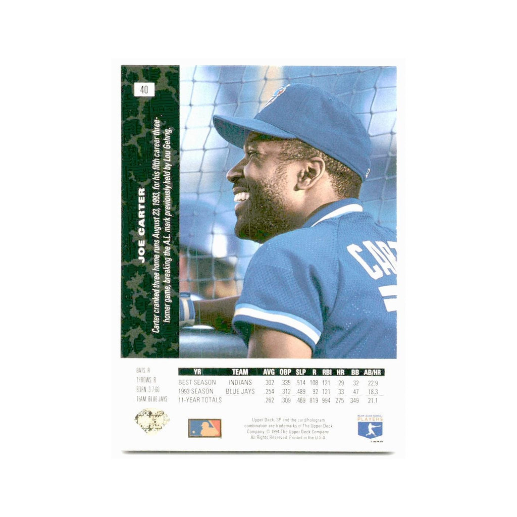 Joe Carter 1994 SP #40 Toronto Blue Jays Baseball Card NM