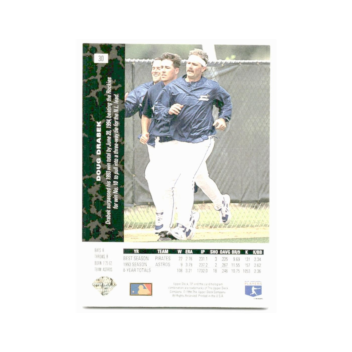Doug Drabek 1994 SP #30 Houston Astros Baseball Card NM