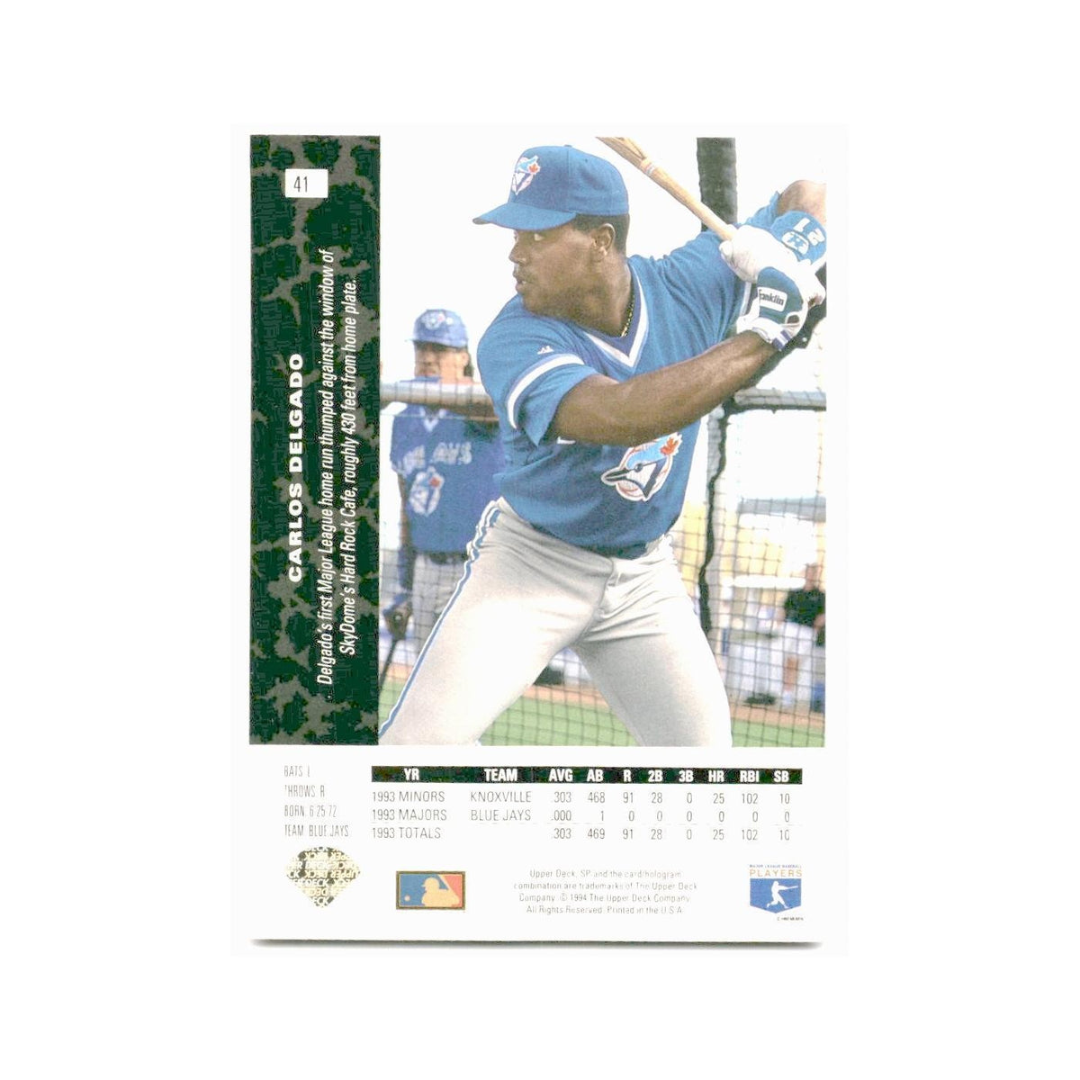 Carlos Delgado 1994 SP #41 Toronto Blue Jays Baseball Card NM