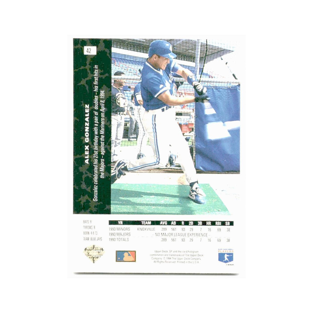 Alex Gonzalez 1994 SP #42 Toronto Blue Jays Baseball Card NM
