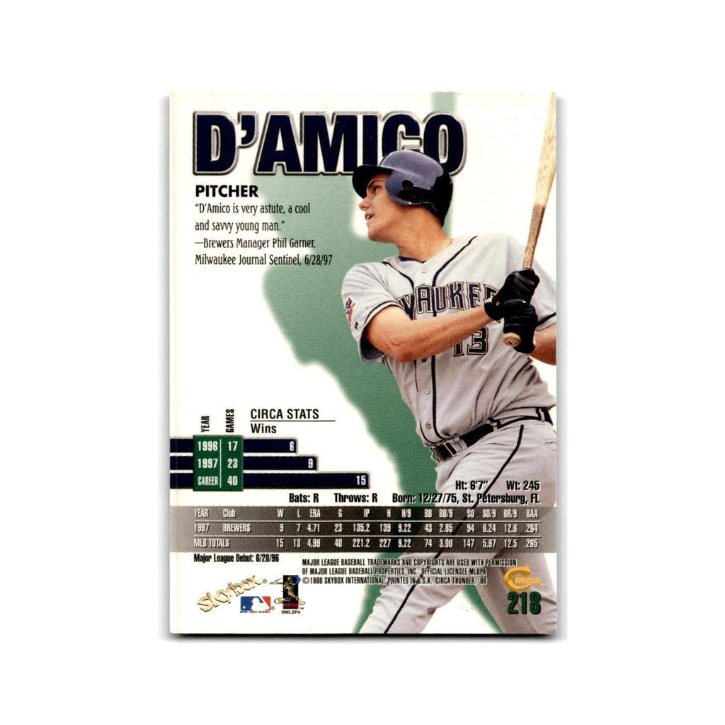 1998 SkyBox Thunder Jeff D'Amico Brewers #218