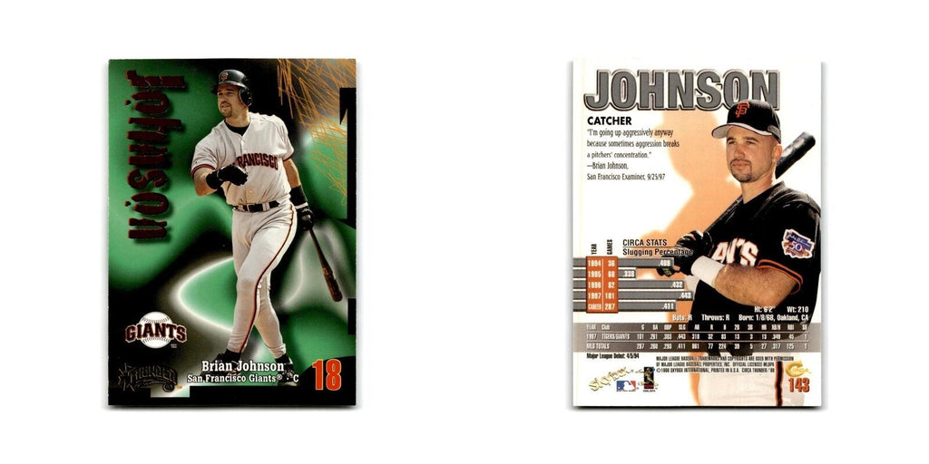 1998 SkyBox Thunder Brian Johnson Giants #143