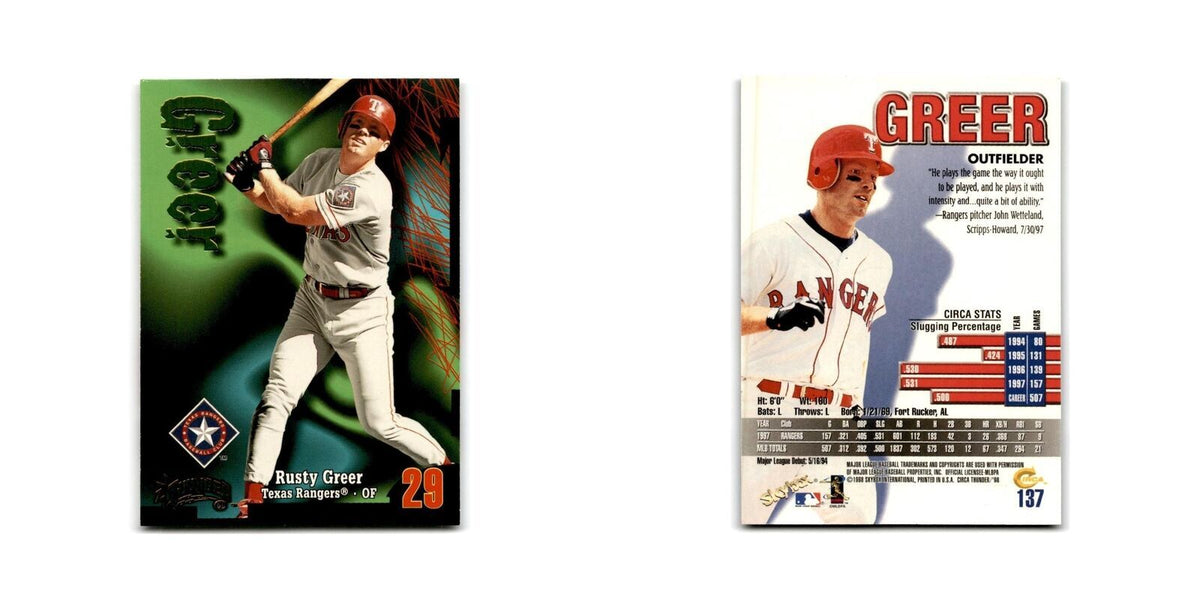 1998 Skybox Thunder Rusty Greer Rangers #137