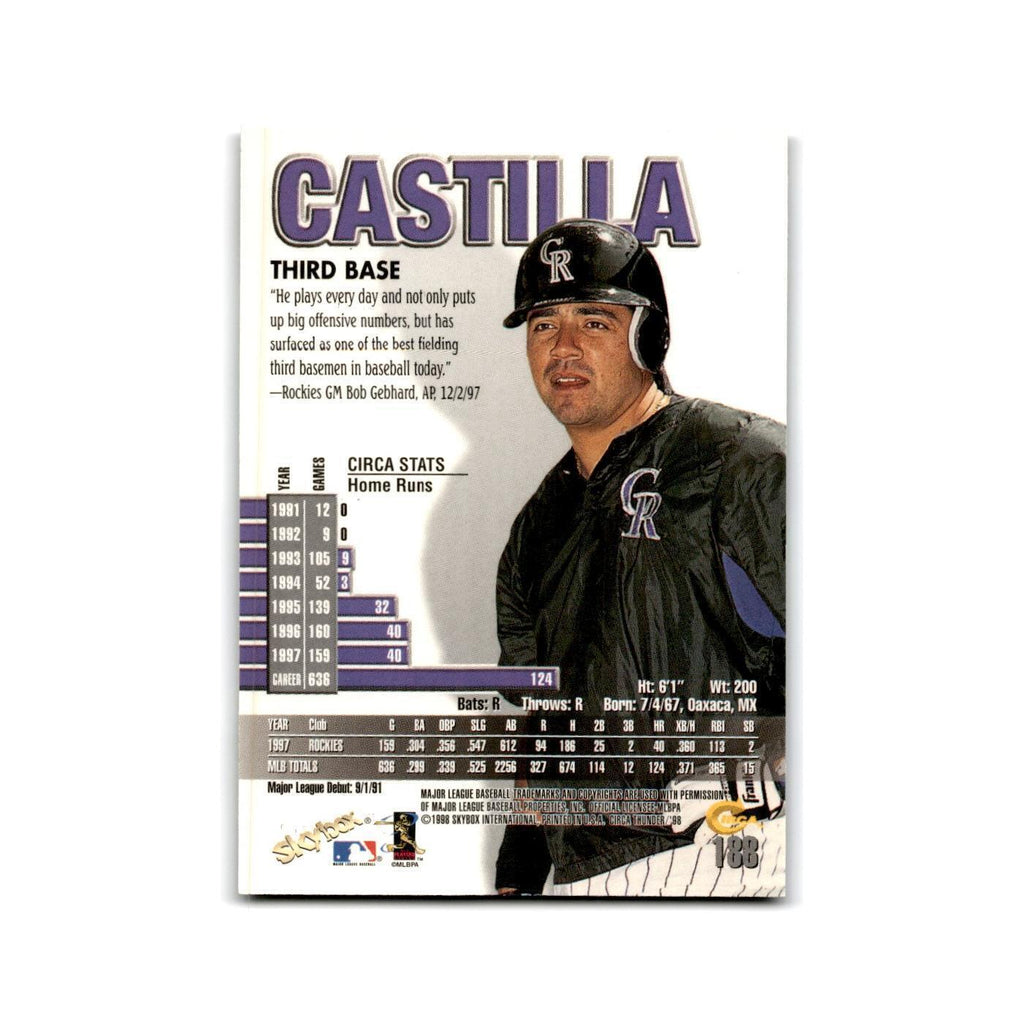 1998 SkyBox Thunder Vinny Castilla Rockies #188