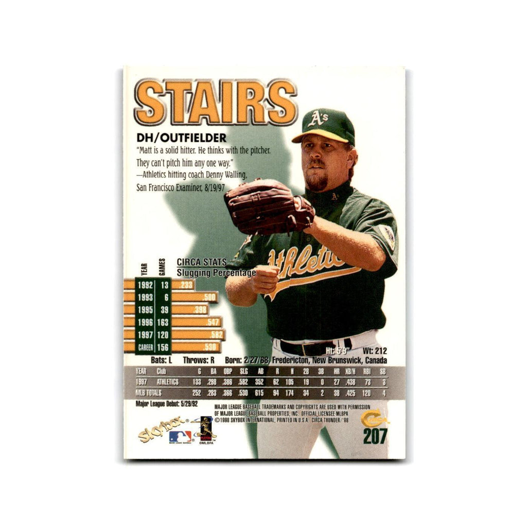 1998 SkyBox Thunder Matt Stairs Athletics #207