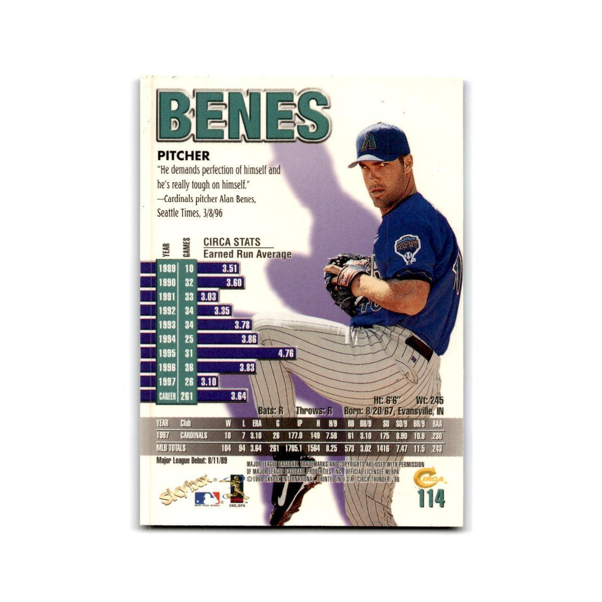 1998 SkyBox Thunder Andy Benes Diamondbacks #114