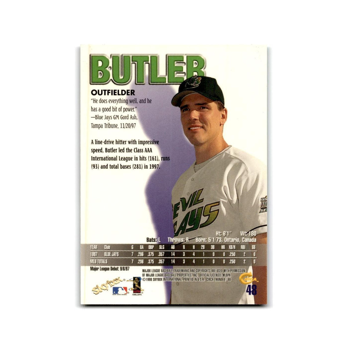 1998 SkyBox Thunder Rich Butler RC Rays #48