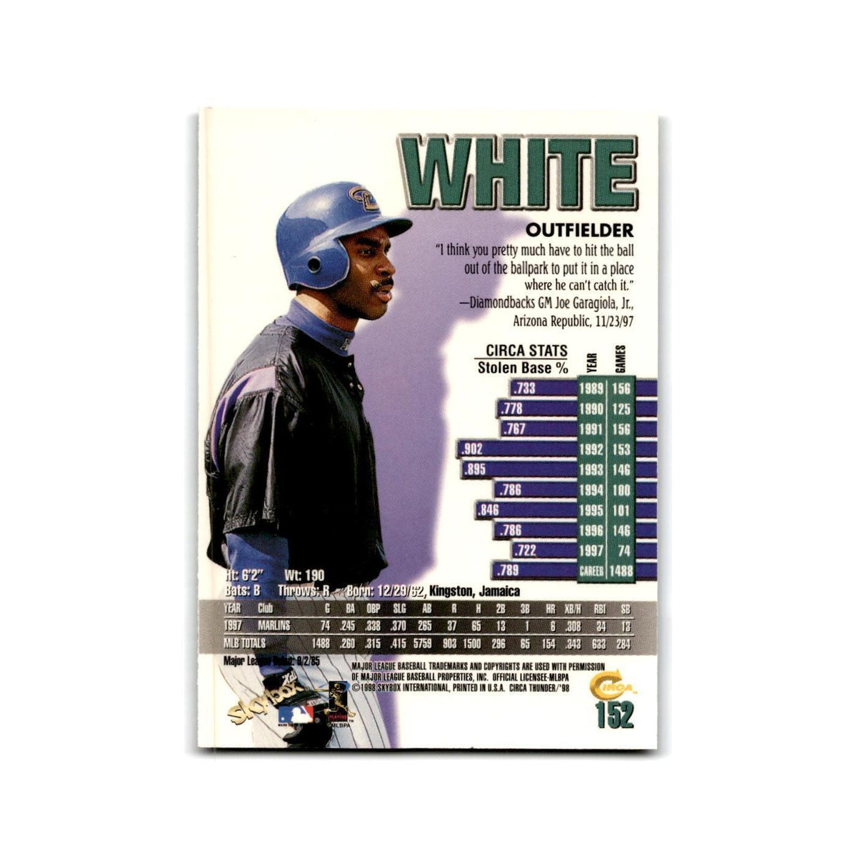 1998 Skybox Thunder Devon white Diamondbacks #152