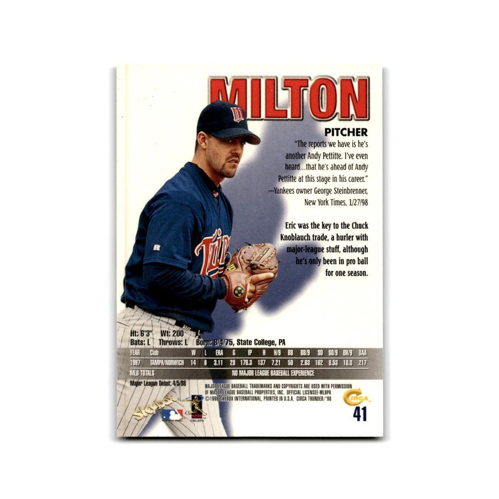 1998 SkyBox Thunder Eric Milton Twins #41