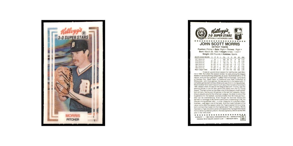 1983 Kellogg's 3-D Super Stars Xograph John Morris Baseball Cards #35