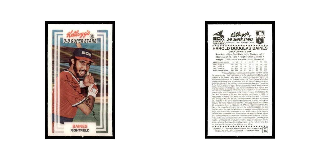 1983 Kellogg's 3-D Super Stars Xograph Harold Baines Baseball Cards #16