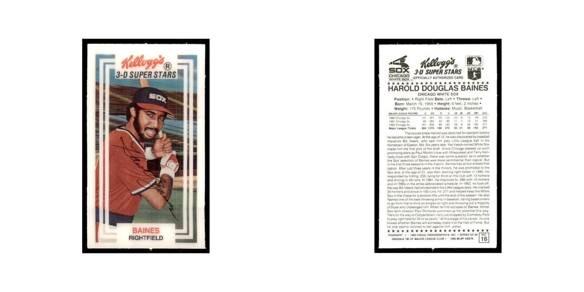 1983 Kellogg's 3-D Super Stars Xograph Harold Baines Baseball Cards #16