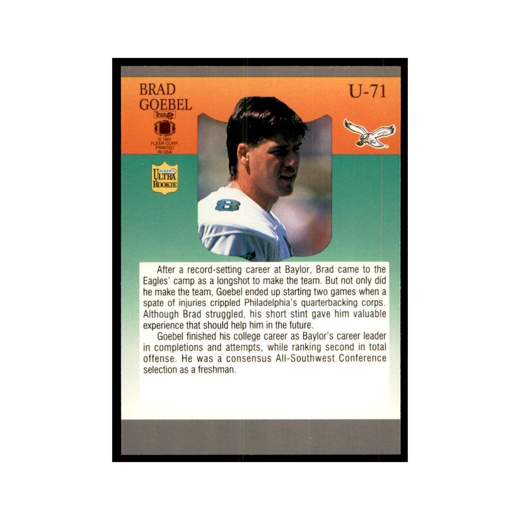 1991 Fleer Update Brad Goebel RC Football Cards #U-71