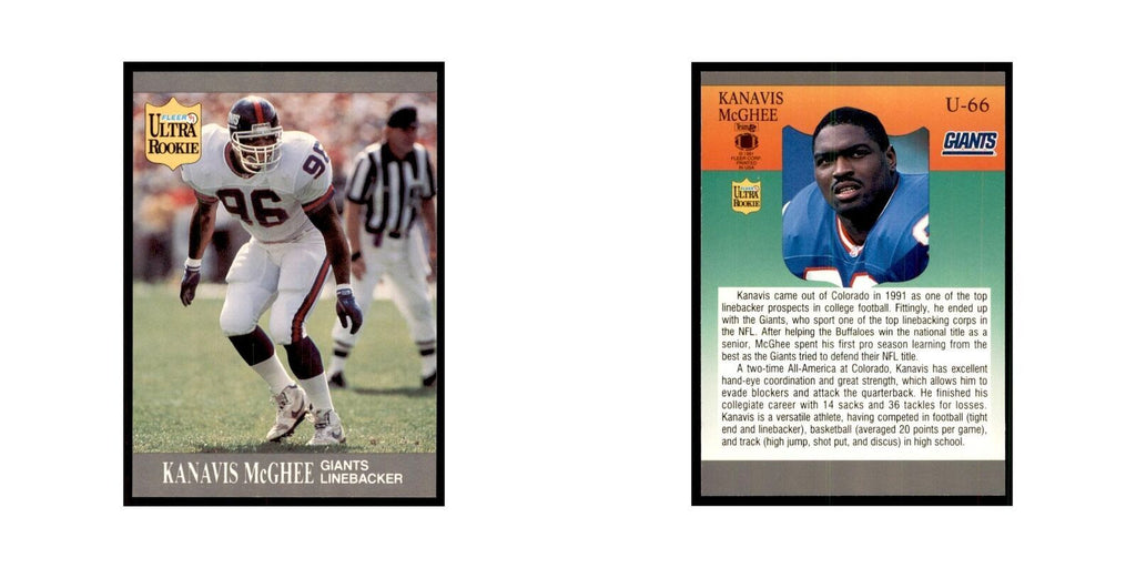 1991 Fleer Update Kanavis McGhee RC Football Cards #U-66