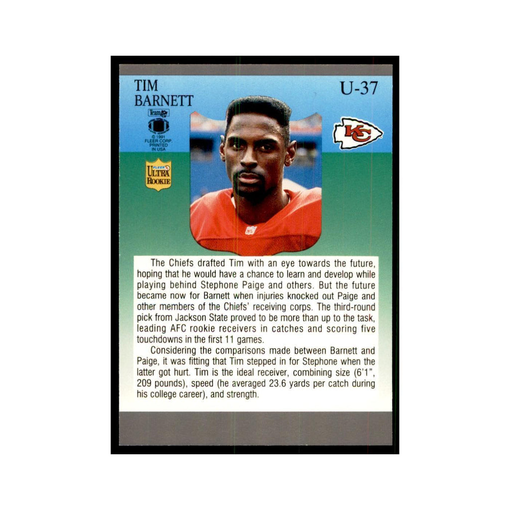 1991 Fleer Update Tim Barnett RC Football Cards #U-37