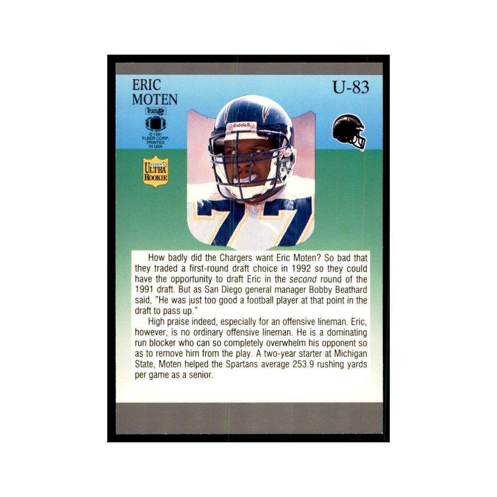 1991 Fleer Update Eric Moten RC Football Cards #U-83