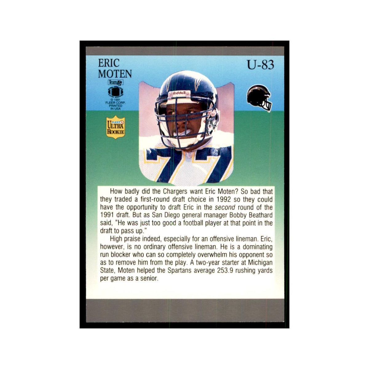 1991 Fleer Update Eric Moten RC Football Cards #U-83