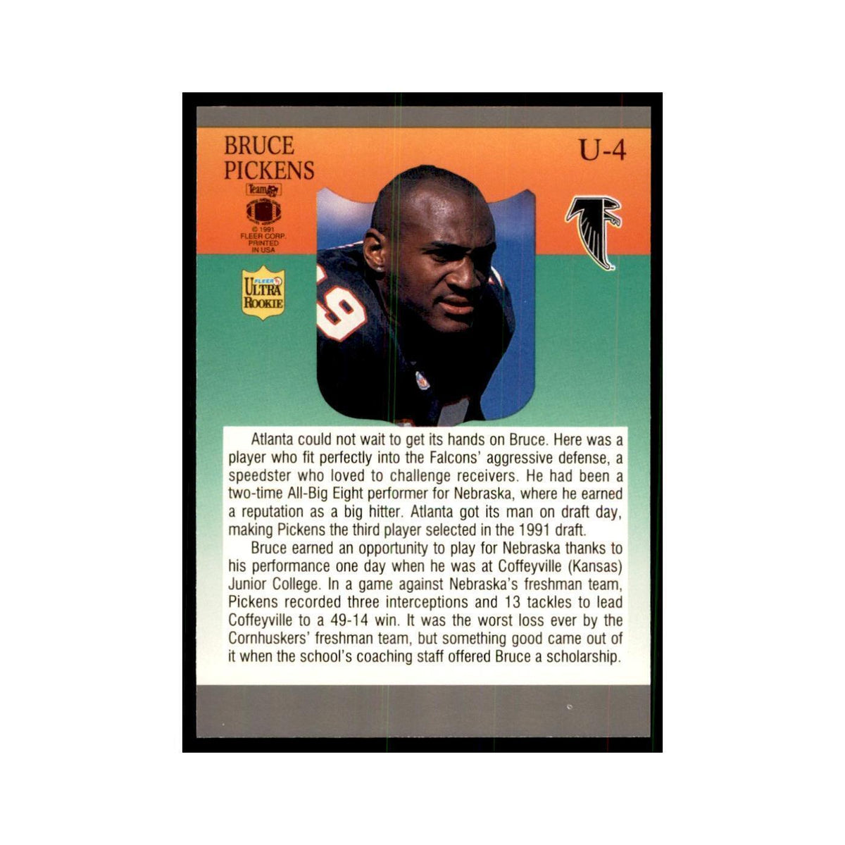 1991 Fleer Update Bruce Pickens RC Football Cards #U-4