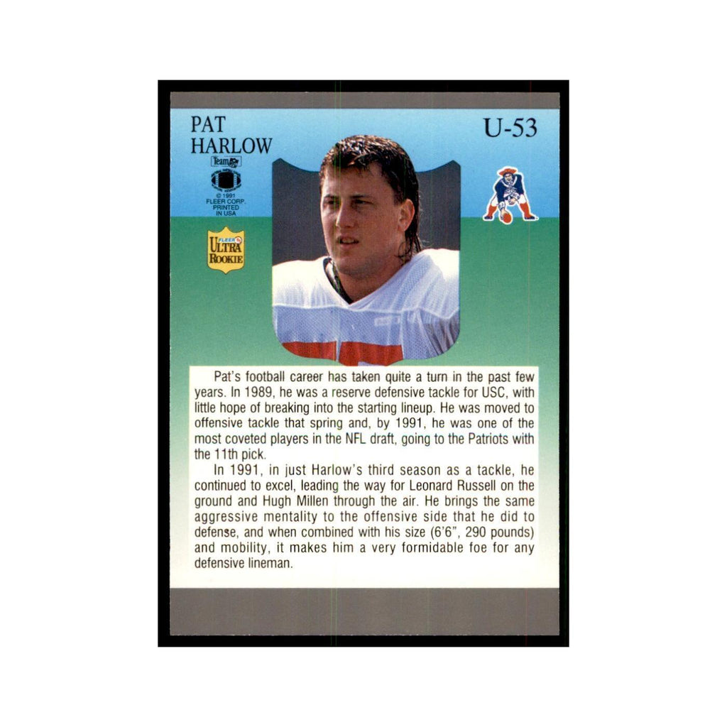 1991 Fleer Update Pat Harlow RC Football Cards #U-53