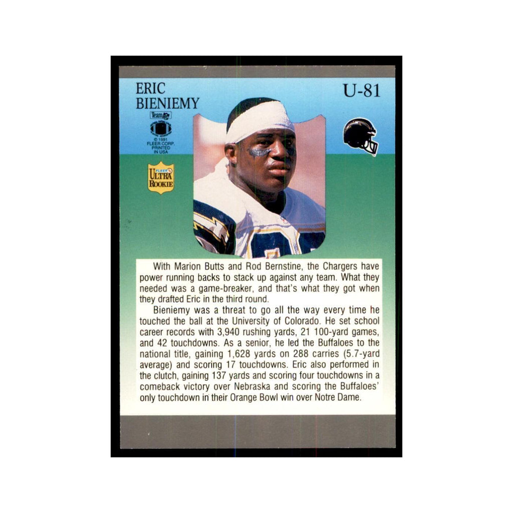 1991 Fleer Update Eric Bieniemy RC Football Cards #U-81