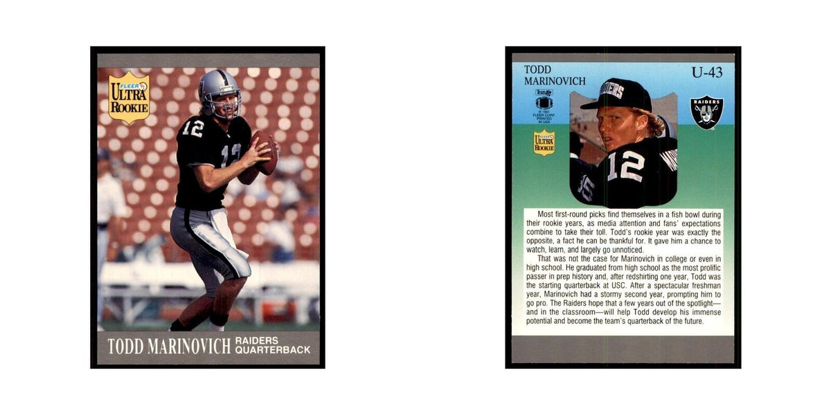1991 Fleer Update Todd Marinovich RC Football Cards #U-43