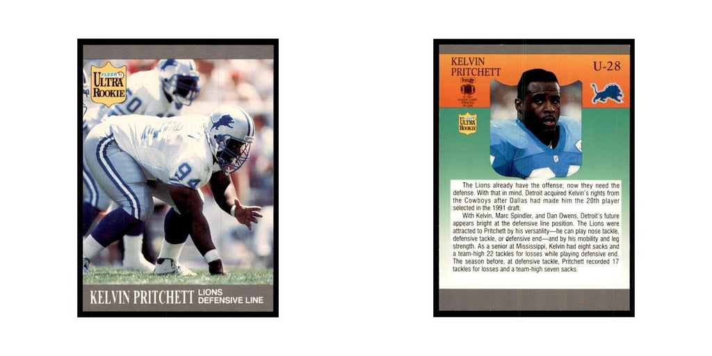 1991 Fleer Update Kelvin Pritchett RC Football Cards #U-28
