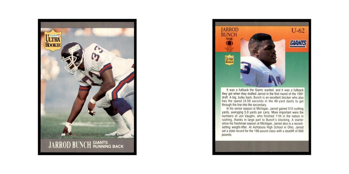 1991 Fleer Update Jarrod Bunch RC Football Cards #U-62