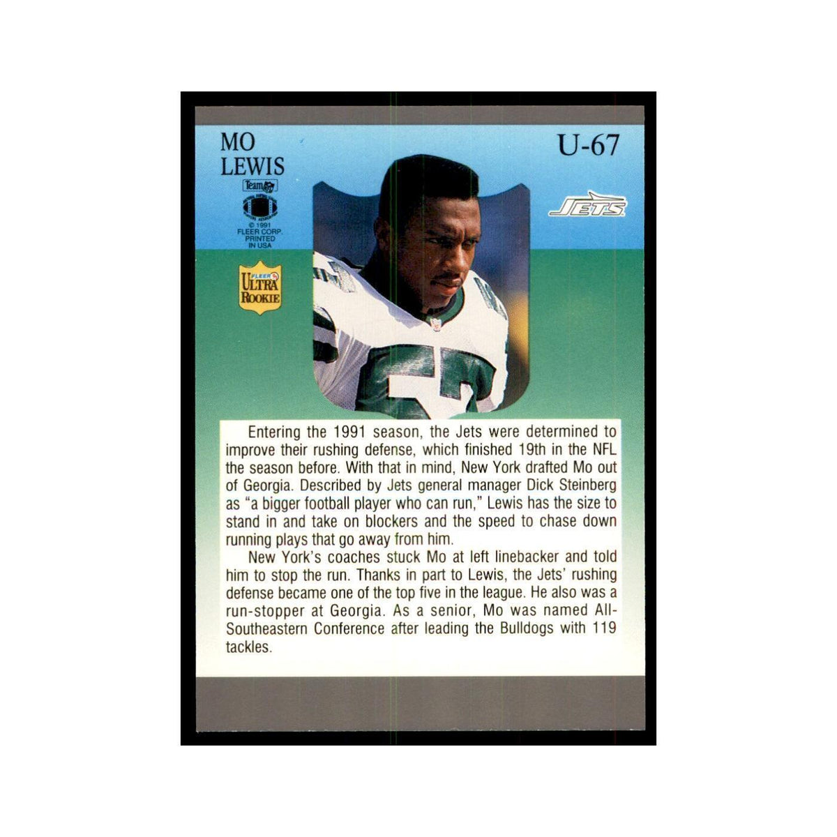 1991 Fleer Update Mo Lewis RC Football Cards #U-67