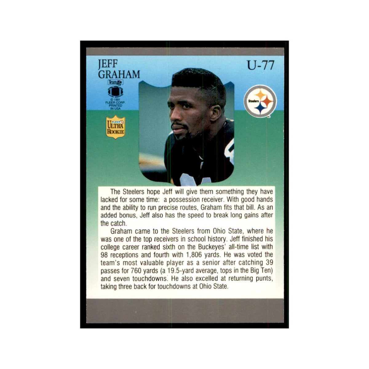 1991 Fleer Update Jeff Graham RC Football Cards #U-77