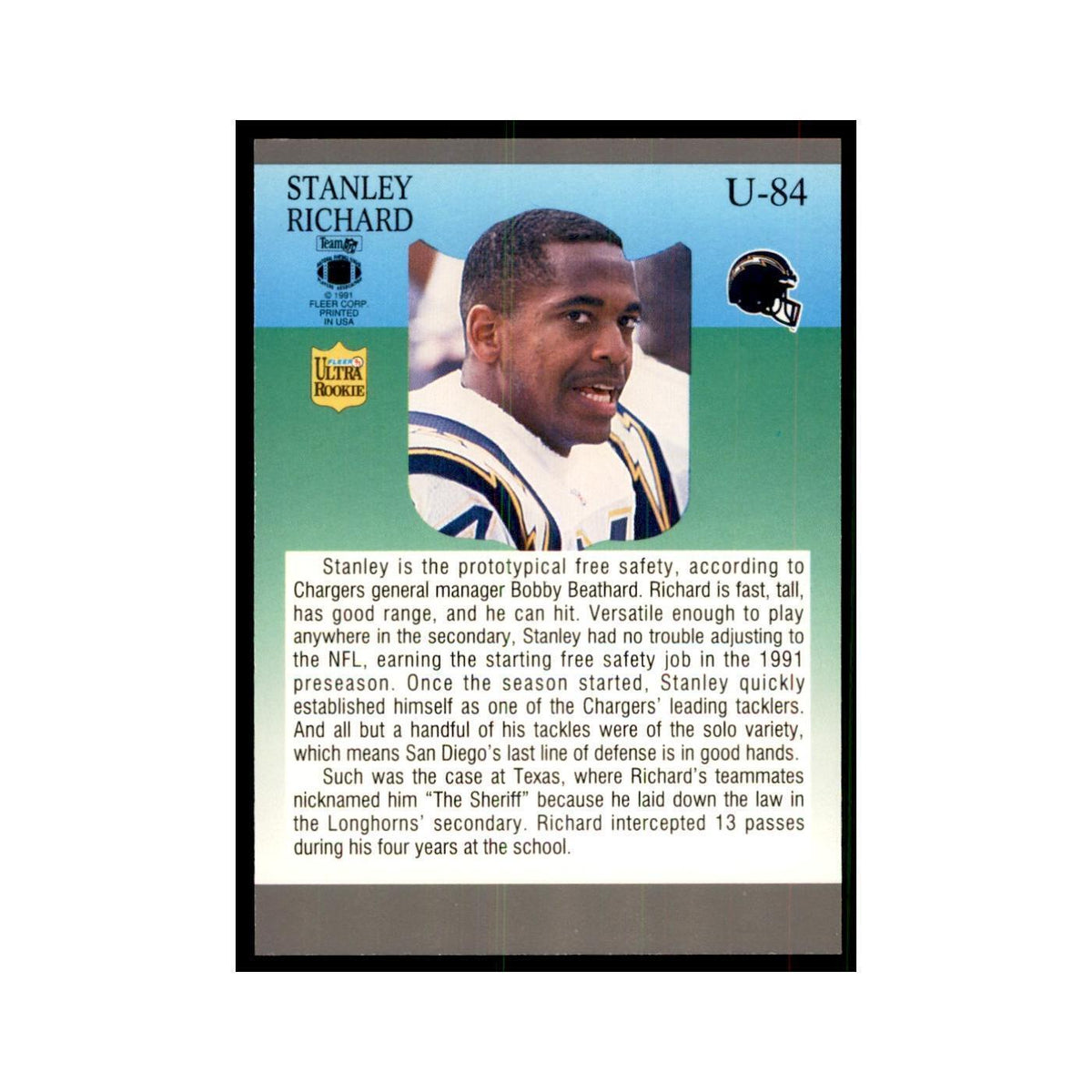 1991 Fleer Update Stanley Richard RC Football Cards #U-84