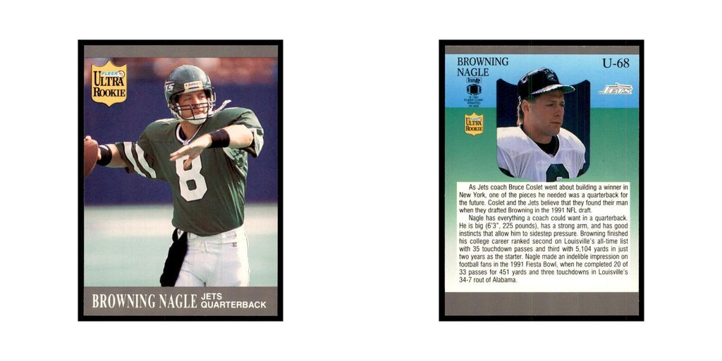 1991 Fleer Update Browning Nagle RC Football Cards #U-68