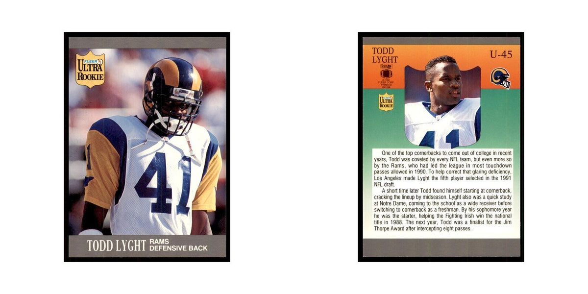 1991 Fleer Update Todd Lyght RC Football Cards #U-45