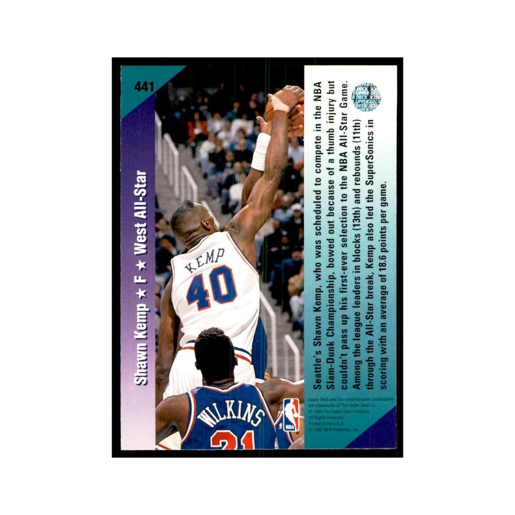 1992 Upper Deck Shawn Kemp Basketball Cards #441