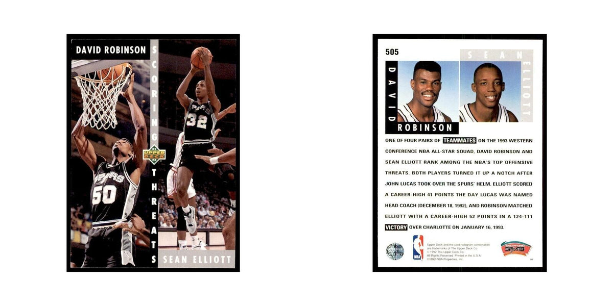 1992 Upper Deck David Robinson/Sean Elliott Basketball Cards #505
