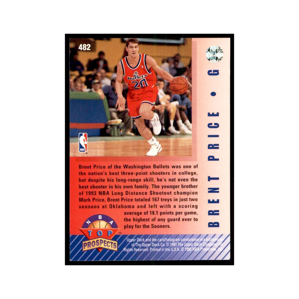 1992 Upper Deck Brent Price Basketball Cards #482