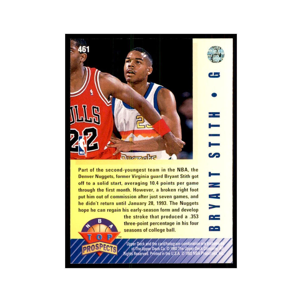 1992 Upper Deck Bryant Stith Basketball Cards #461