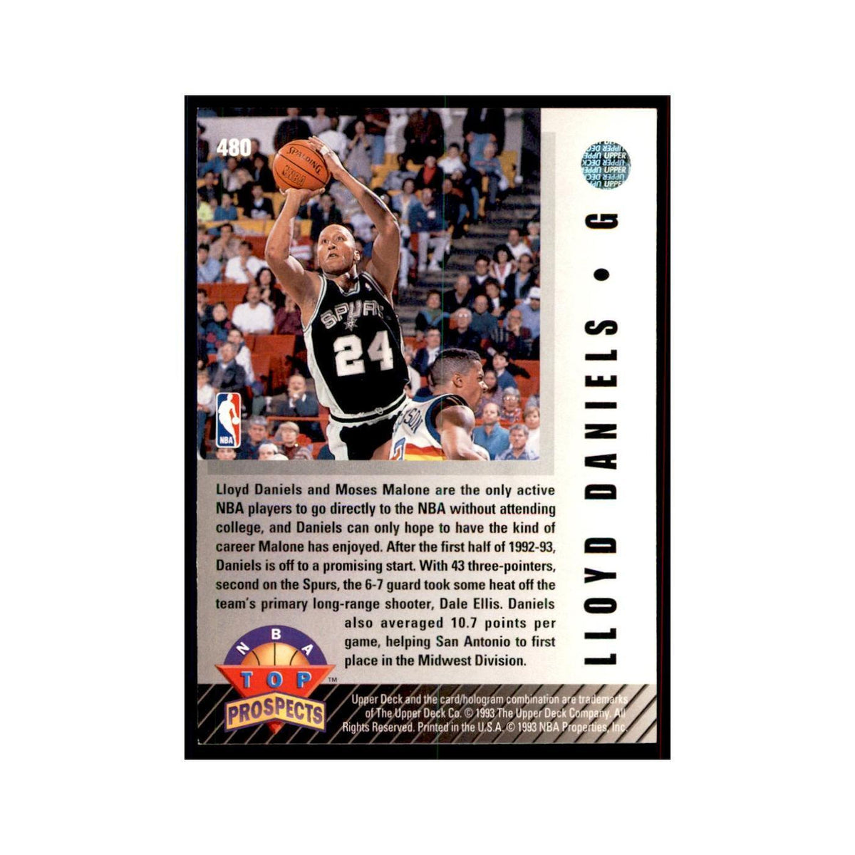 1992 Upper Deck Lloyd Daniels Basketball Cards #480