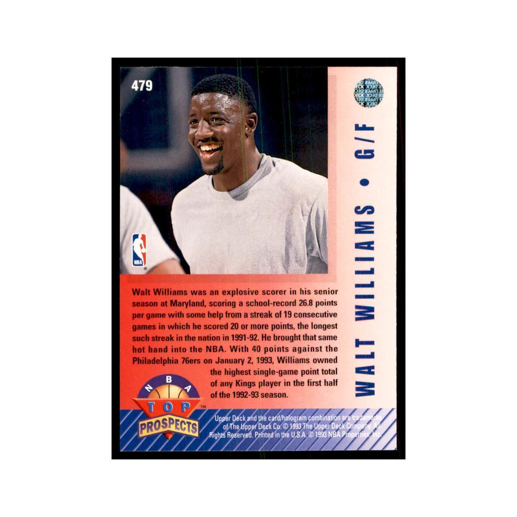 1992 Upper Deck Walt Williams Basketball Cards #479