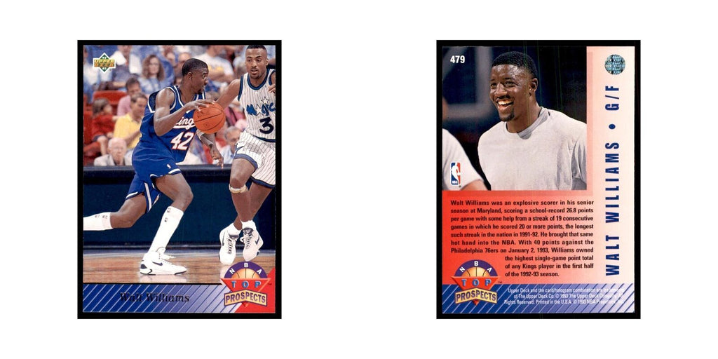 1992 Upper Deck Walt Williams Basketball Cards #479