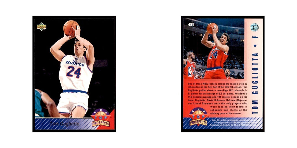 1992 Upper Deck Tom Gugliotta Basketball Cards #481