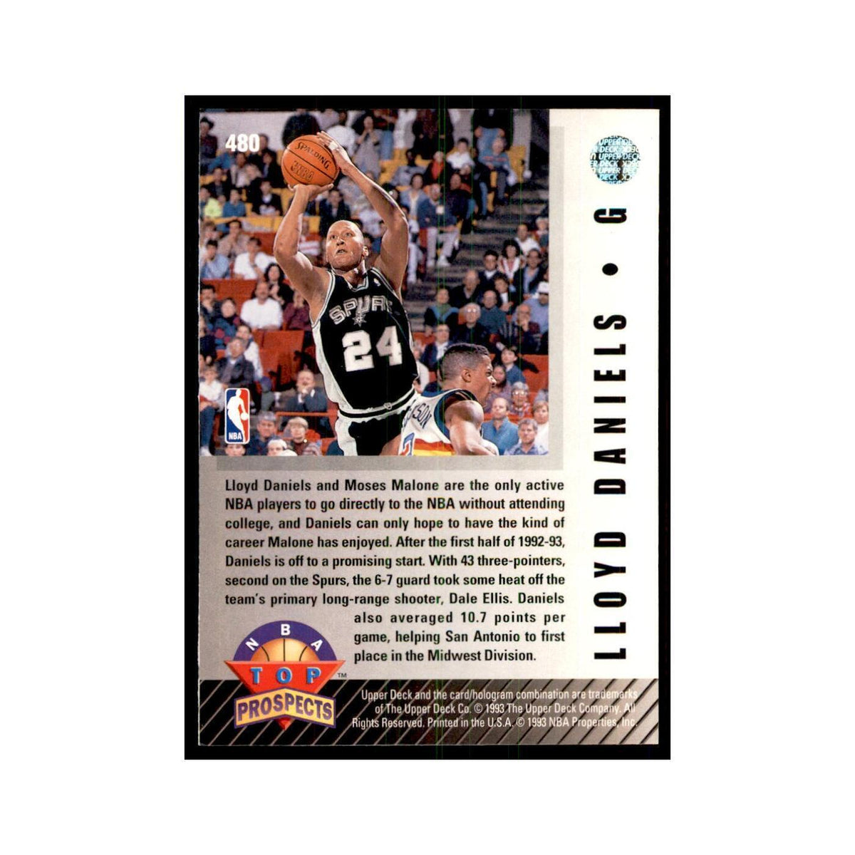 1992 Upper Deck Lloyd Daniels Basketball Cards #480
