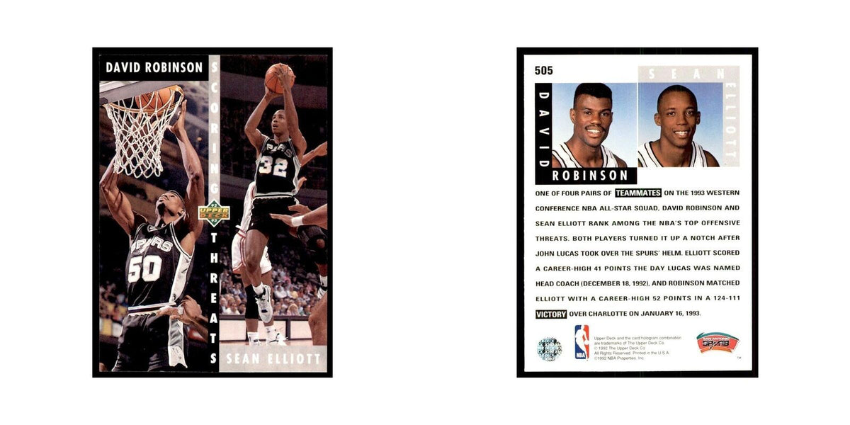 1992 Upper Deck David Robinson/Sean Elliott Basketball Cards #505