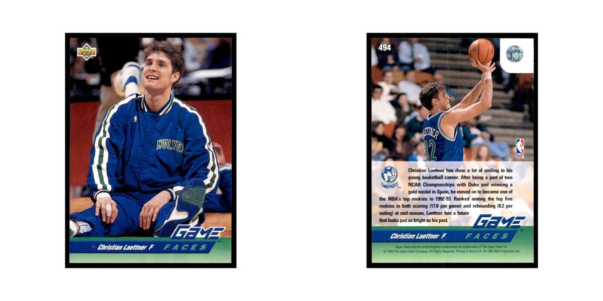 1992 Upper Deck Christian Laettner Basketball Cards #494
