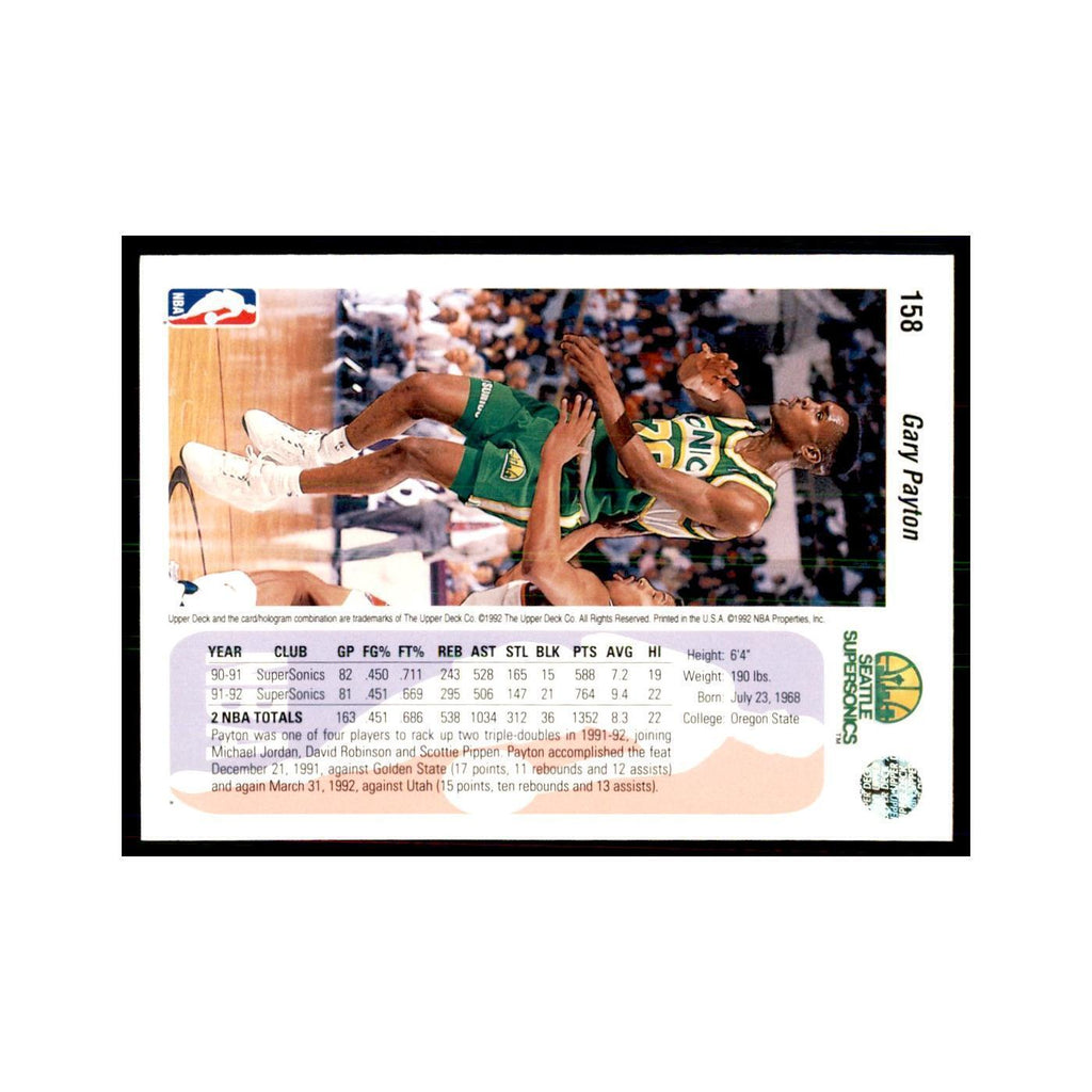 1992 Upper Deck Gary Payton Basketball Cards #158