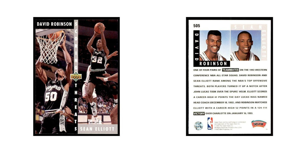 1992 Upper Deck David Robinson/Sean Elliott Basketball Cards #505