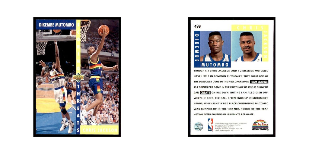 1992 Upper Deck Dikembe Mutombo/Chris Jackson Basketball Cards #499