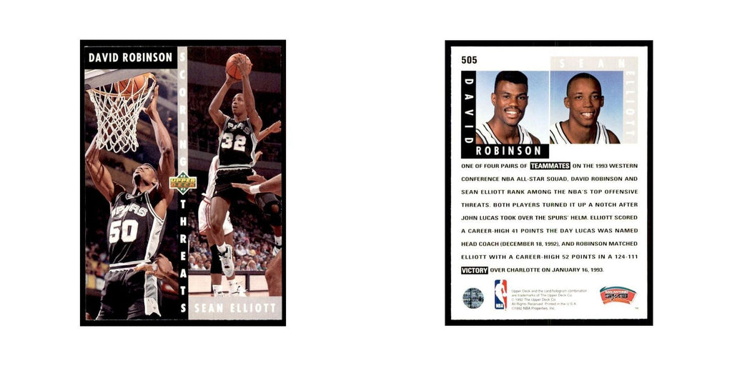 1992 Upper Deck David Robinson/Sean Elliott Basketball Cards #505