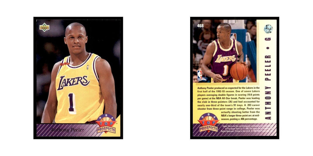 1992 Upper Deck Anthony Peeler Basketball Cards #468
